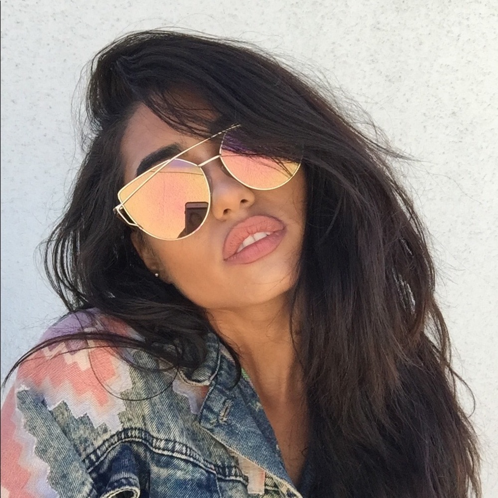 Pink Cat Eye Mirrored Street Fashion Sunglasses - Picture 8 of 8